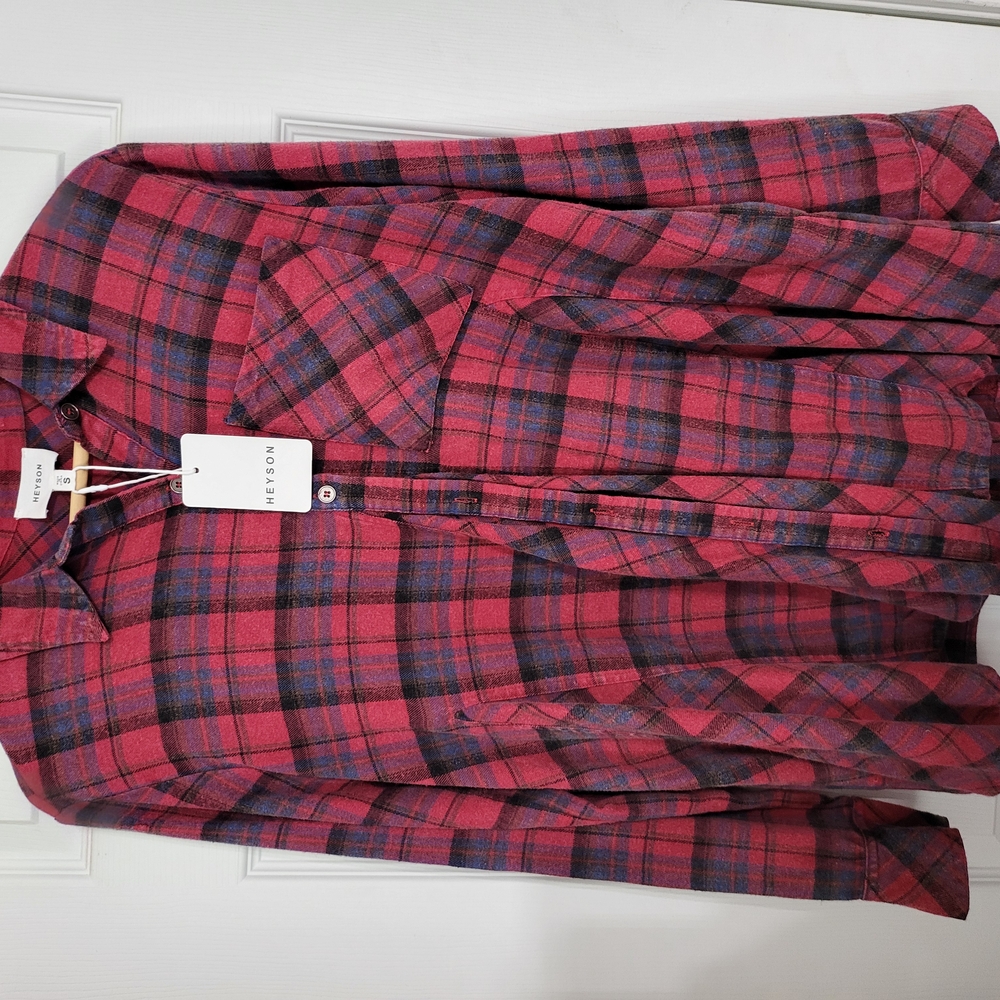 Red and Blue Plaid Button-Up Shirt